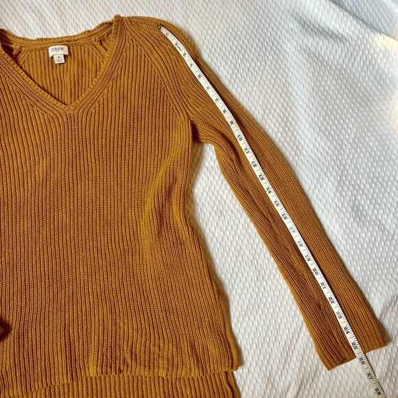 J. Crew Mustard Yellow Cotton V-Neck Tunic Sweater Women’s Sz S - Picture 6 of 8